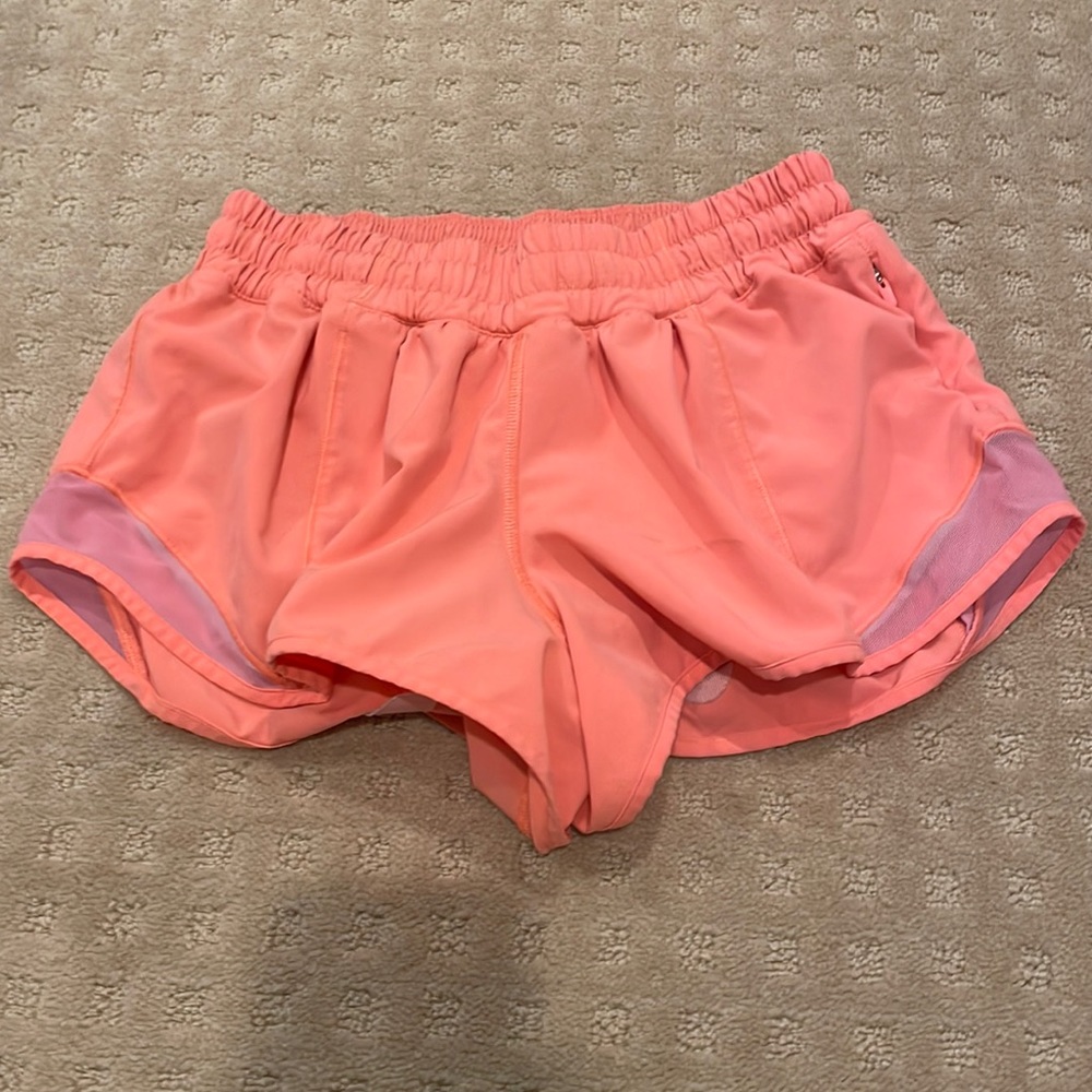 Pop orange lululemon hotty hot shorts